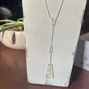 Kendra Scott Silver Necklace with Iridescent Stones